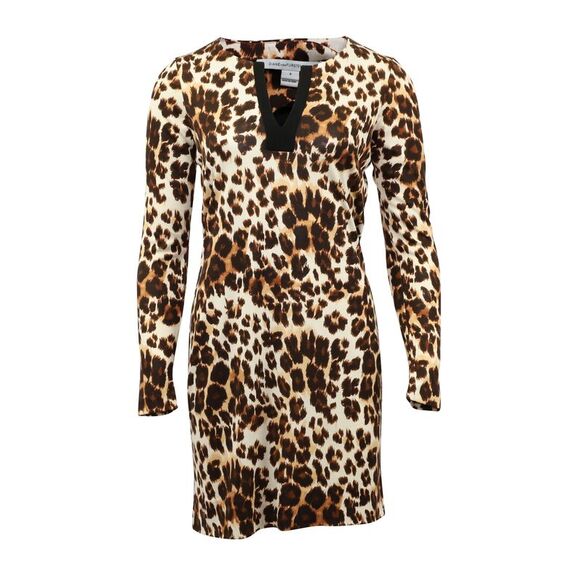 Diane Von Furstenberg Leopard Print Dress in Brown Silk,All Products : American Fashion Style Bags On Sale